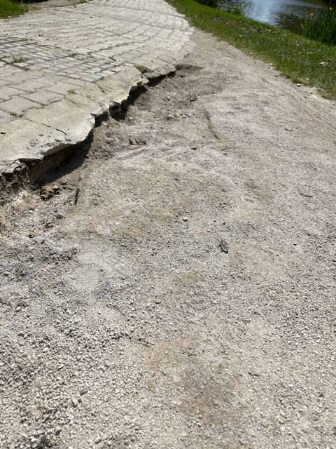 Uničena pot v Mestnem parku - drugi ribnik