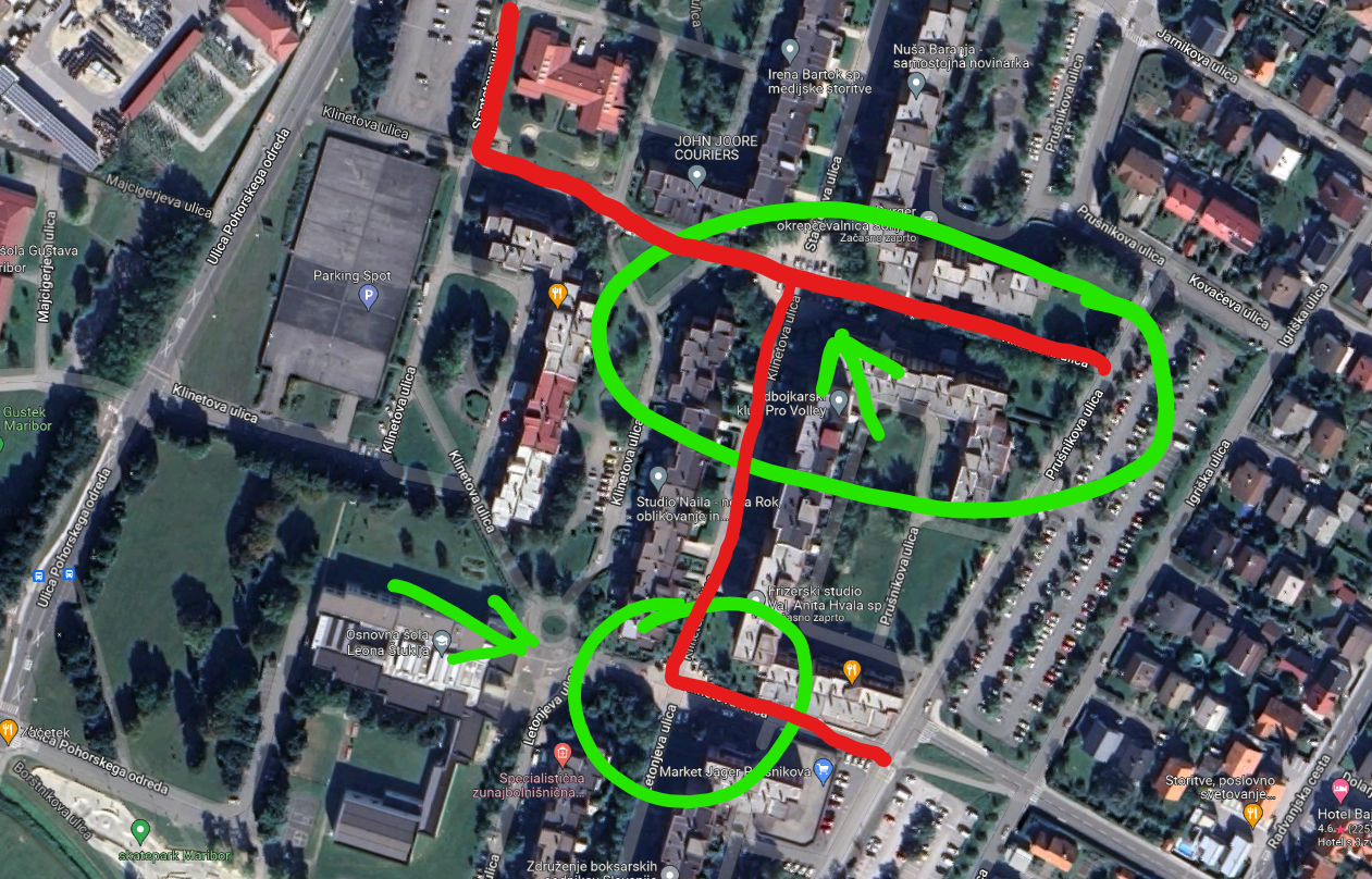 Klinetova ulica - nekontrolirano parkiranje